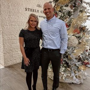 Black & White Christmas Dress with a Velvet Tie